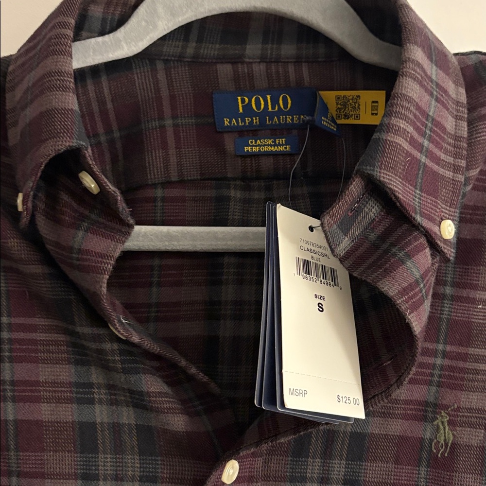 NWT Polo by Ralph Lauren Men’s Maroon Plaid Button-Down Shirt